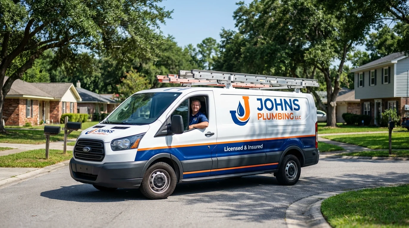 Johns Plumbing LLC service van in Holdenville, OK