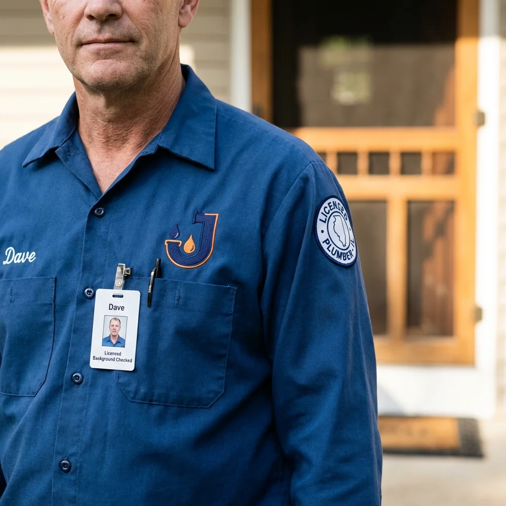 Licensed plumber showing ID badge in Holdenville, OK