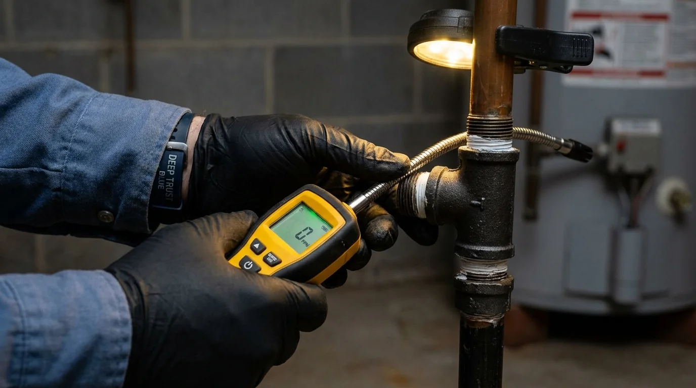 Gas leak detection with electronic sniffer by Johns Plumbing LLC in Holdenville