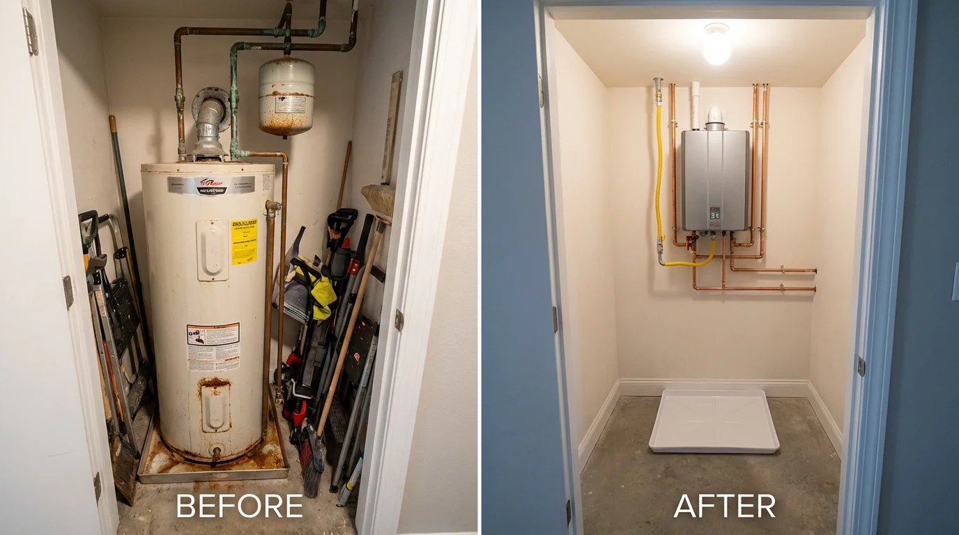 Tank water heater versus wall-mounted tankless unit comparison for Holdenville, OK homeowners